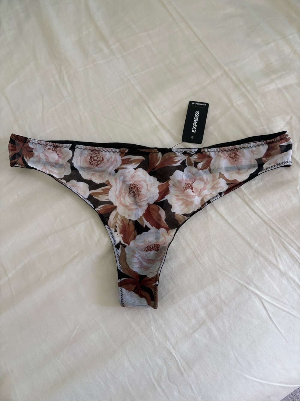 Express mesh floral thong